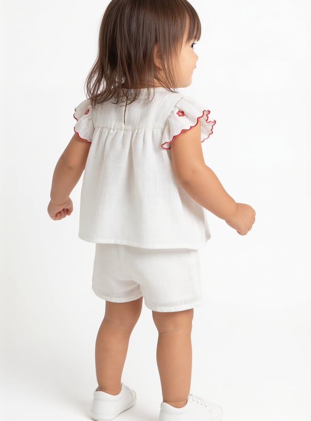 Girls Embroidered Shorts Set