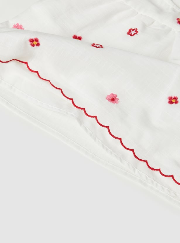 Girls Embroidered Shorts Set