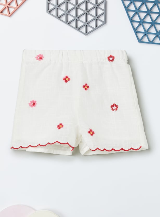 Girls Embroidered Shorts Set