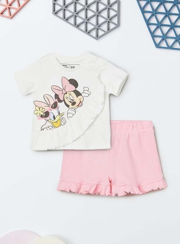 Girls Minnie & Daisy Duck Printed Shorts Set