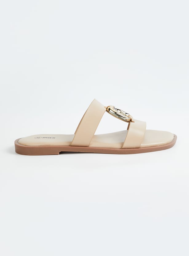 Women Solid Dual Strap Sandals