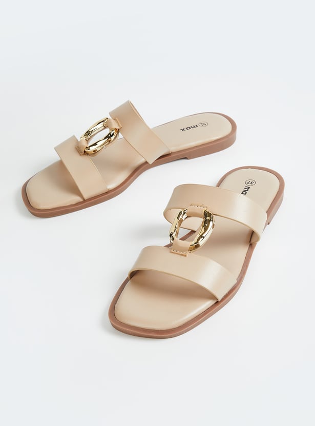 Women Solid Dual Strap Sandals