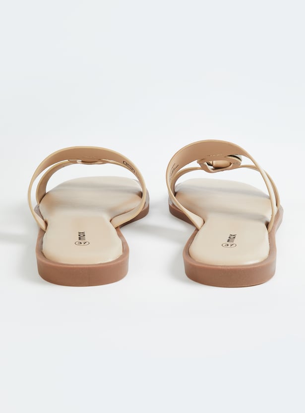 Women Solid Dual Strap Sandals