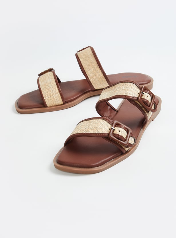 Women Colourblock Dual Strap Flats
