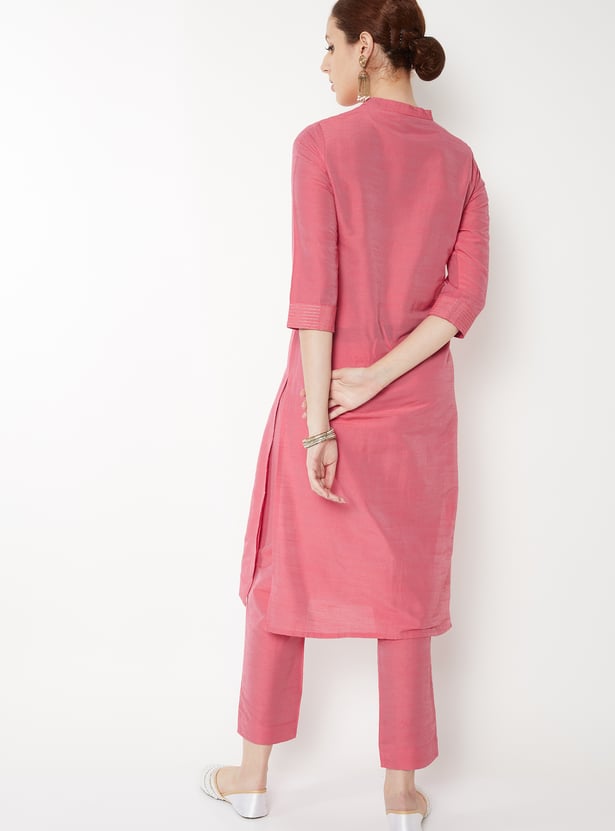 Women Embroidered Straight Kurta Set