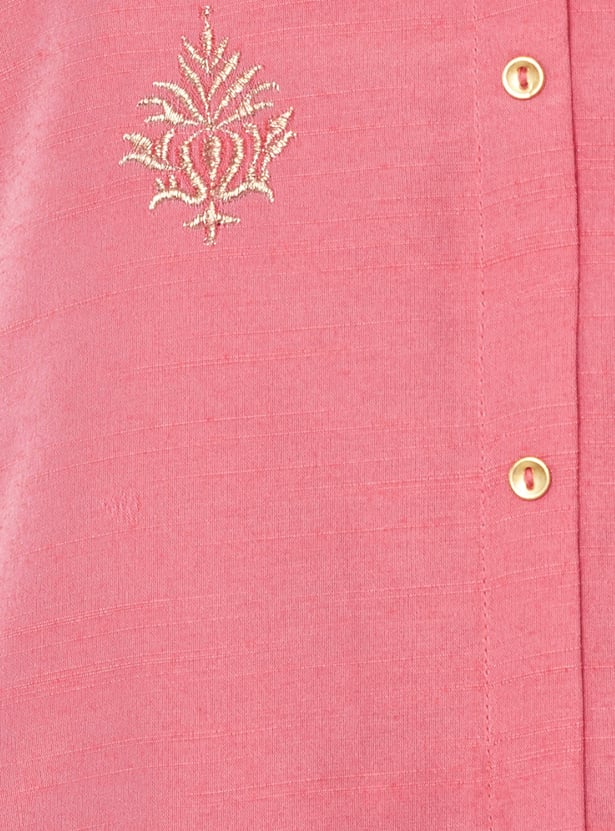 Women Embroidered Straight Kurta Set