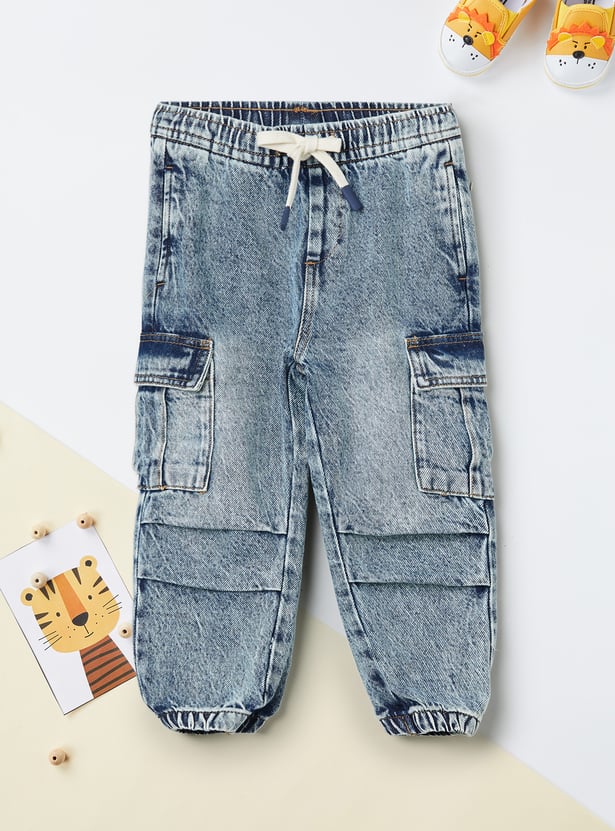 Boys Mildly Washed Cargo Joggers