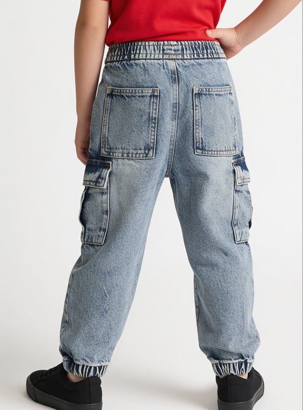 Boys Mildly Washed Cargo Joggers