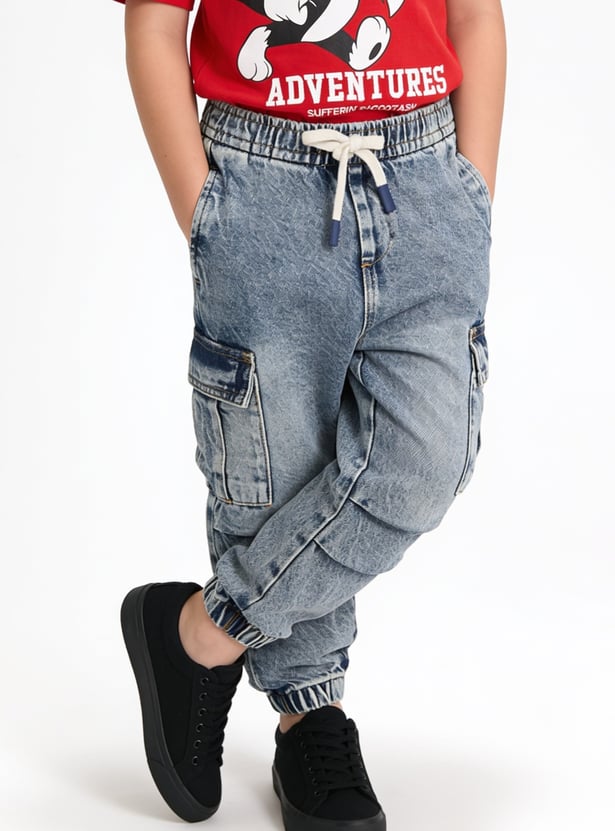 Boys Mildly Washed Cargo Joggers