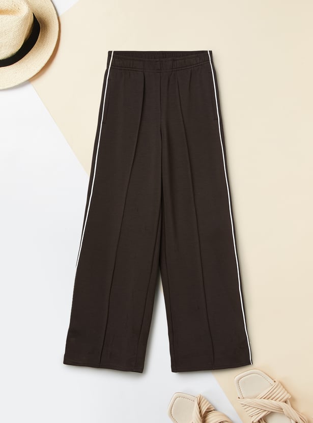 Girls Solid Wide Leg Trouser