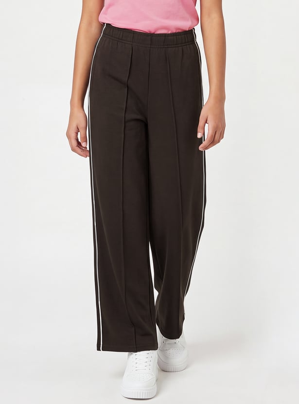 Girls Solid Wide Leg Trouser