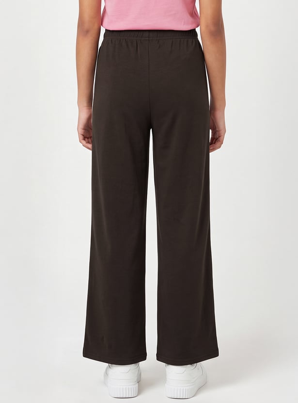 Girls Solid Wide Leg Trouser