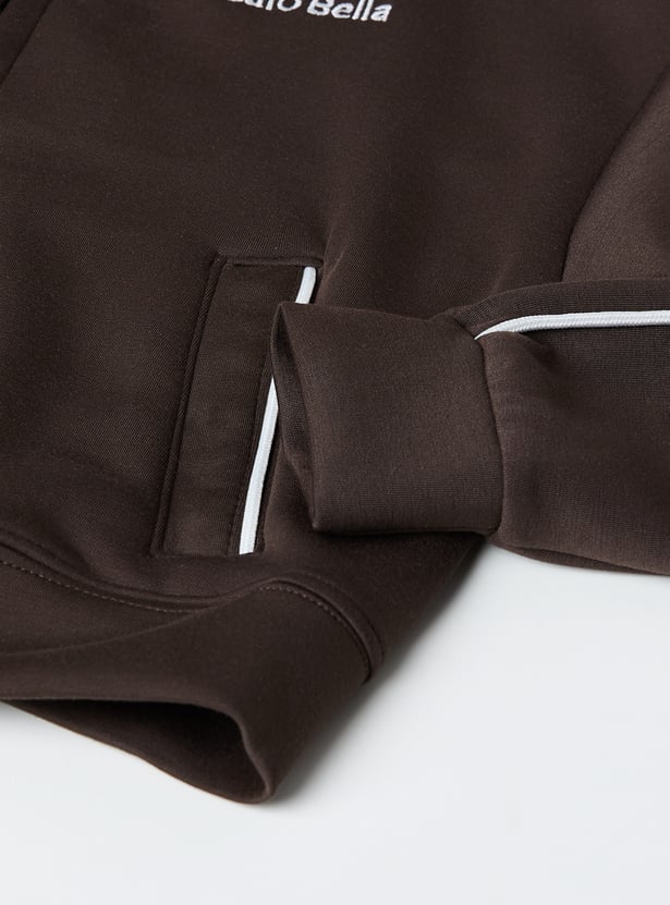 Girls Solid High-Neck Jacket