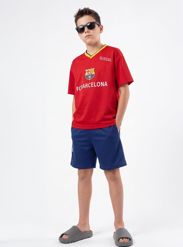 Boys FC Barcelona Printed Shorts Set