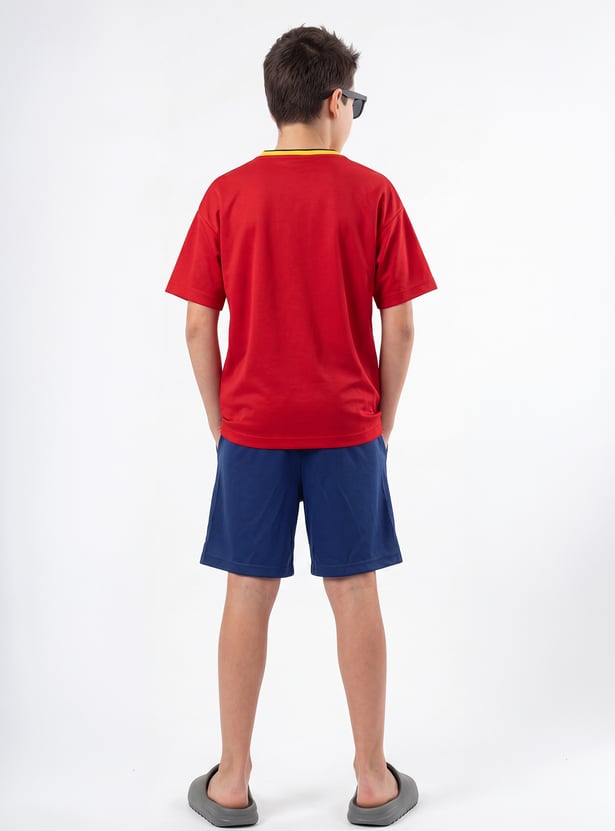 Boys FC Barcelona Printed Shorts Set
