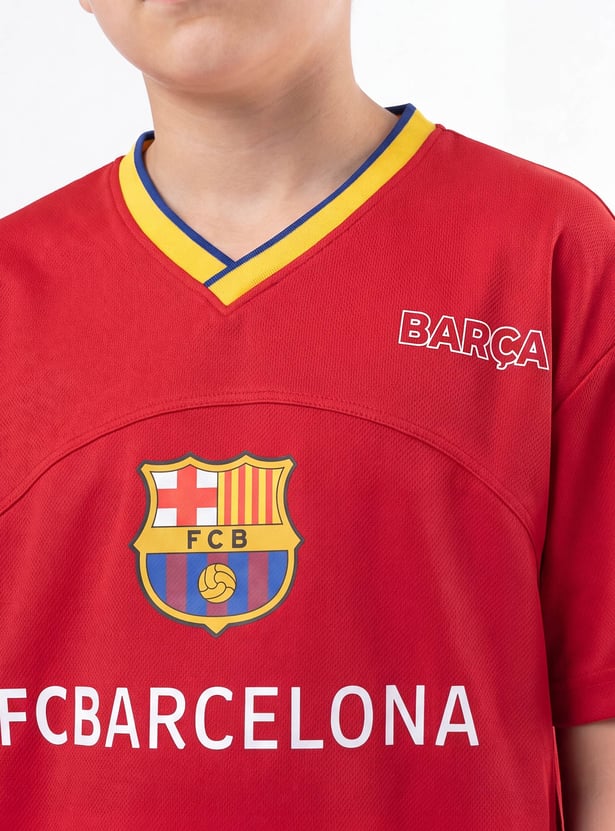 Boys FC Barcelona Printed Shorts Set