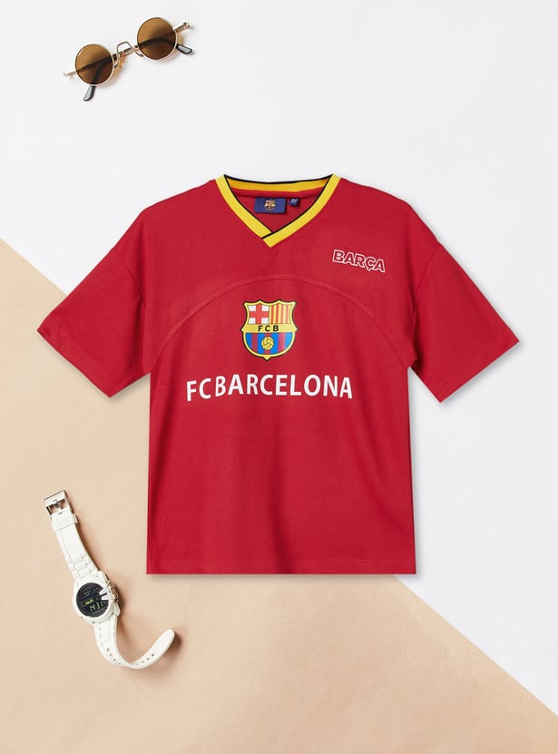 Boys FC Barcelona Printed Shorts Set