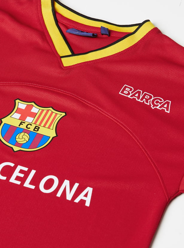 Boys FC Barcelona Printed Shorts Set