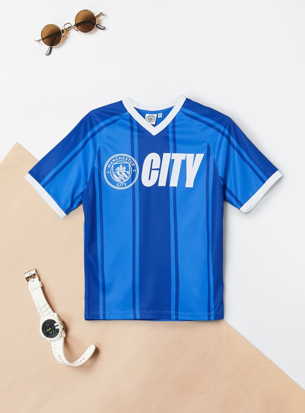 Boys Football Print T-shirt and Shorts Set