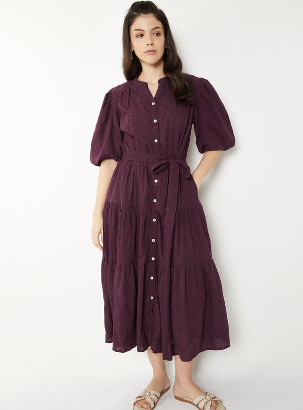 Women Embroidered Tiered Dress