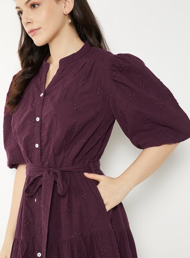 Women Embroidered Tiered Dress