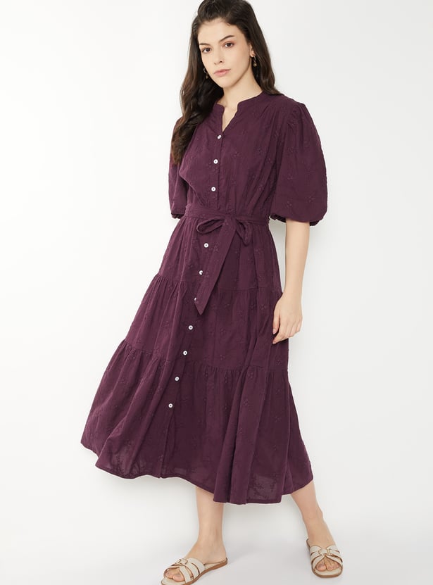 Women Embroidered Tiered Dress