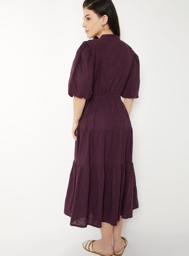 Women Embroidered Tiered Dress