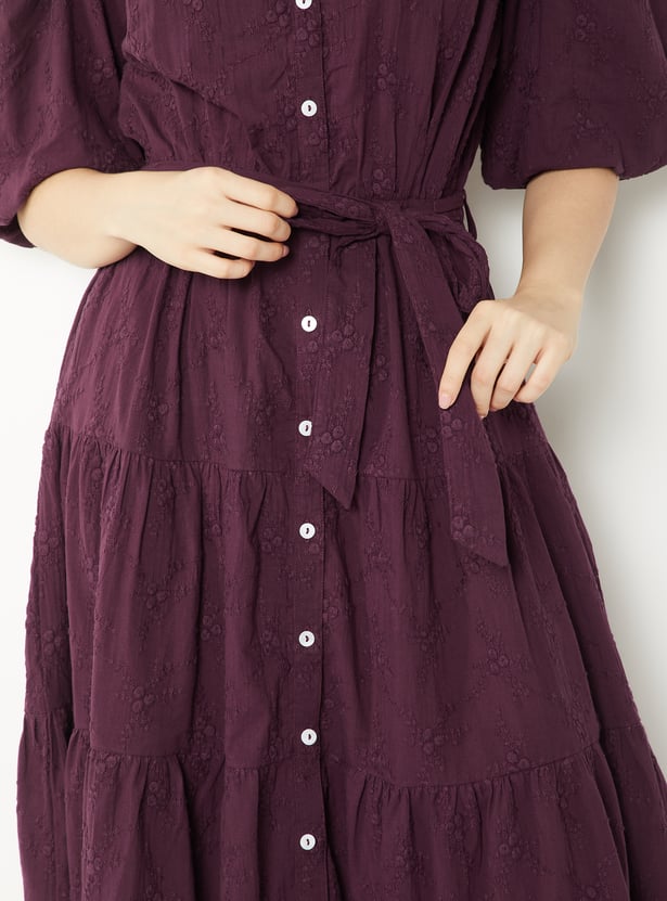 Women Embroidered Tiered Dress