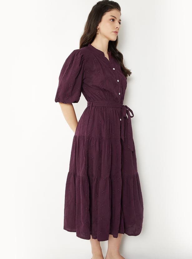 Women Embroidered Tiered Dress