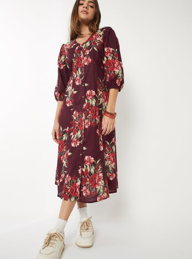Women Floral Print A-line Dress