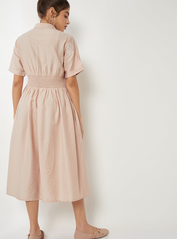 Women Embroidered Shirt Dress