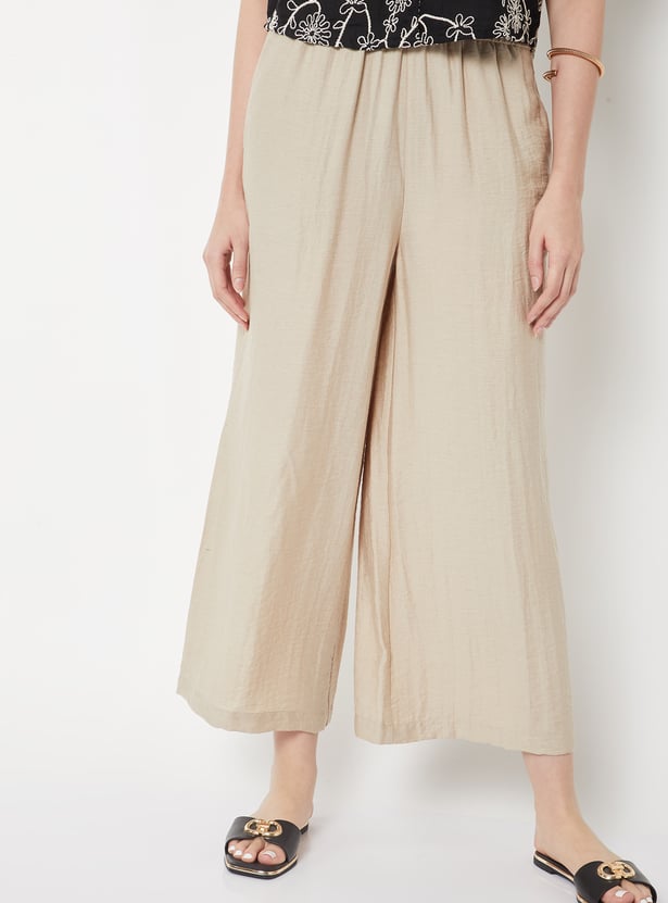 Women Solid Wide Leg Palazzos
