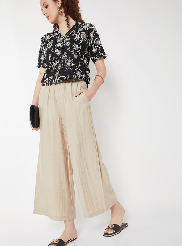 Women Solid Wide Leg Palazzos