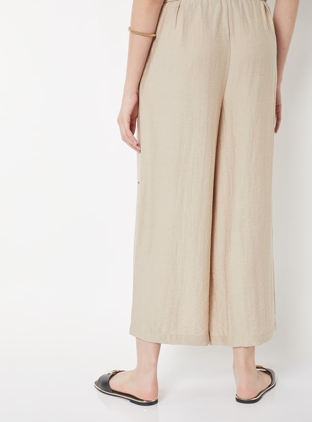 Women Solid Wide Leg Palazzos