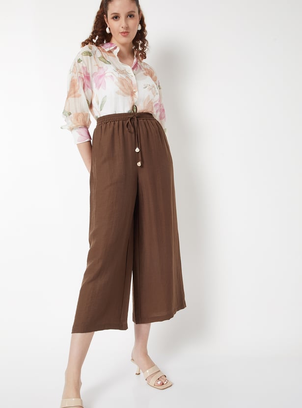 Women Solid Wide Leg Palazzos