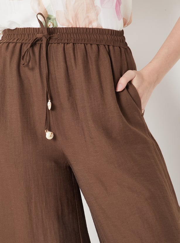Women Solid Wide Leg Palazzos