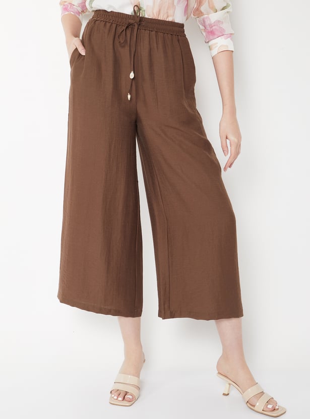 Women Solid Wide Leg Palazzos