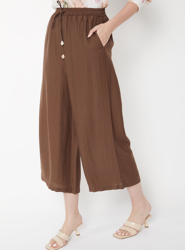 Women Solid Wide Leg Palazzos