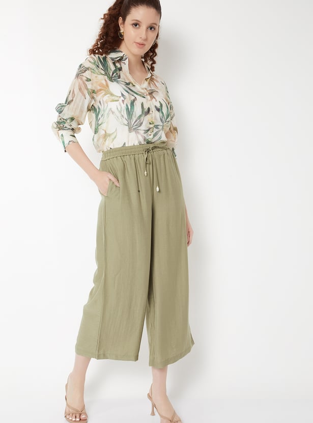 Women Solid Wide Leg Palazzos