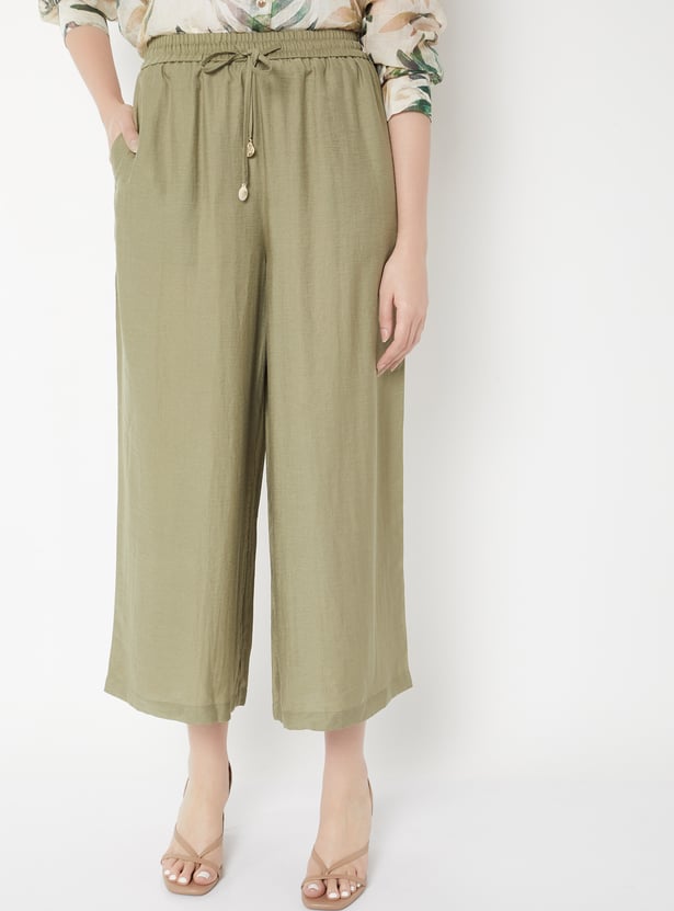 Women Solid Wide Leg Palazzos