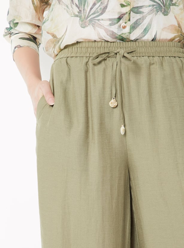 Women Solid Wide Leg Palazzos