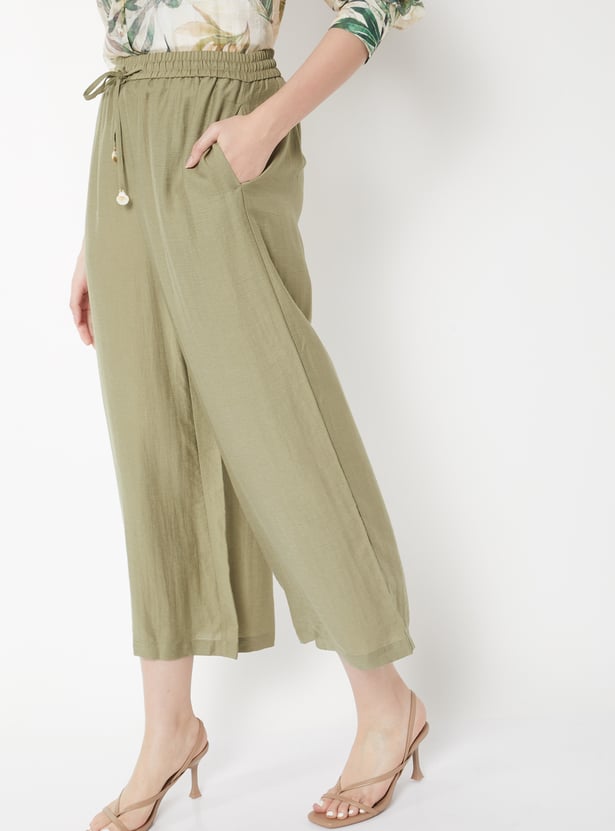 Women Solid Wide Leg Palazzos