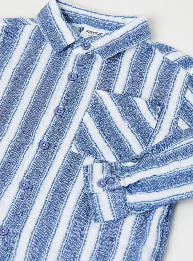 Boys Striped Regular Fit Shirt