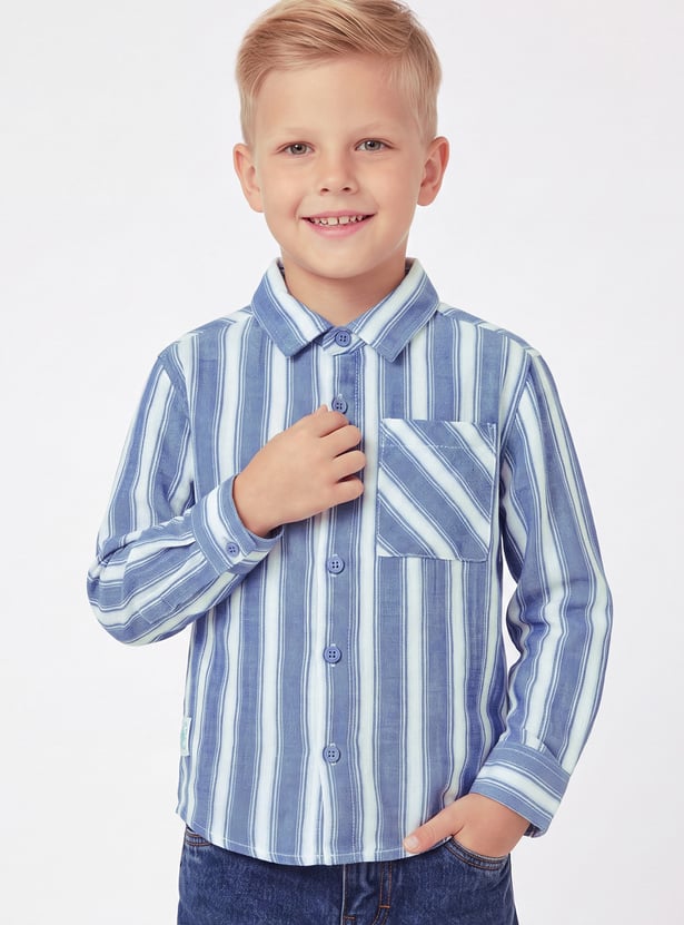 Boys Striped Regular Fit Shirt