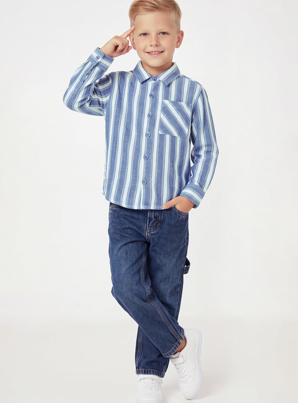 Boys Striped Regular Fit Shirt