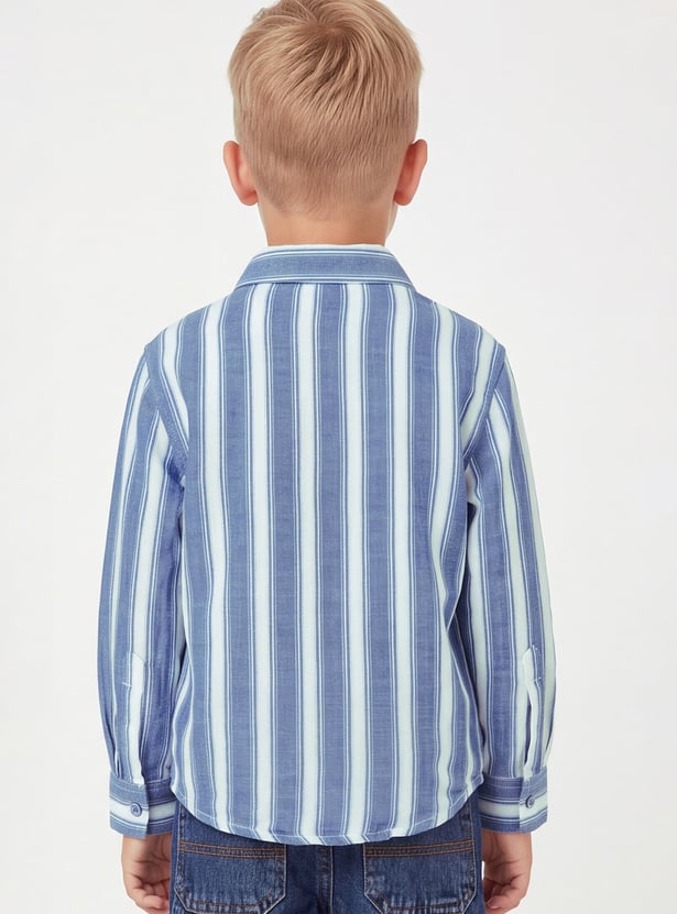 Boys Striped Regular Fit Shirt