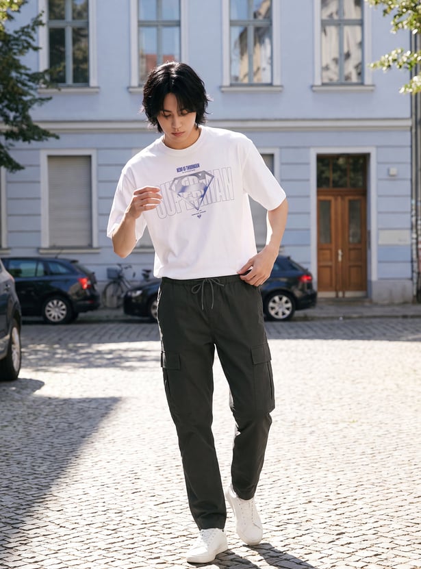 URB_N Men Solid Cargo Trousers