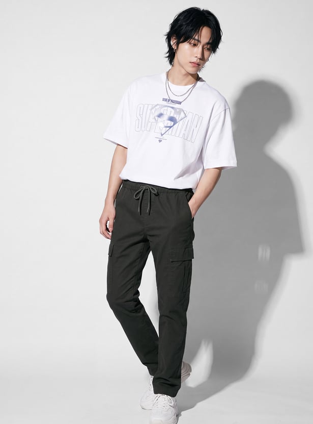 URB_N Men Solid Cargo Trousers