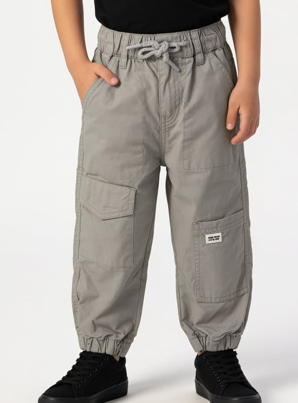 Boys Solid Cargo Joggers