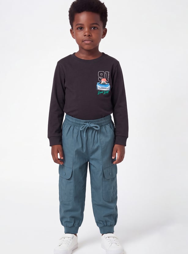 Boys Solid Cargo Joggers